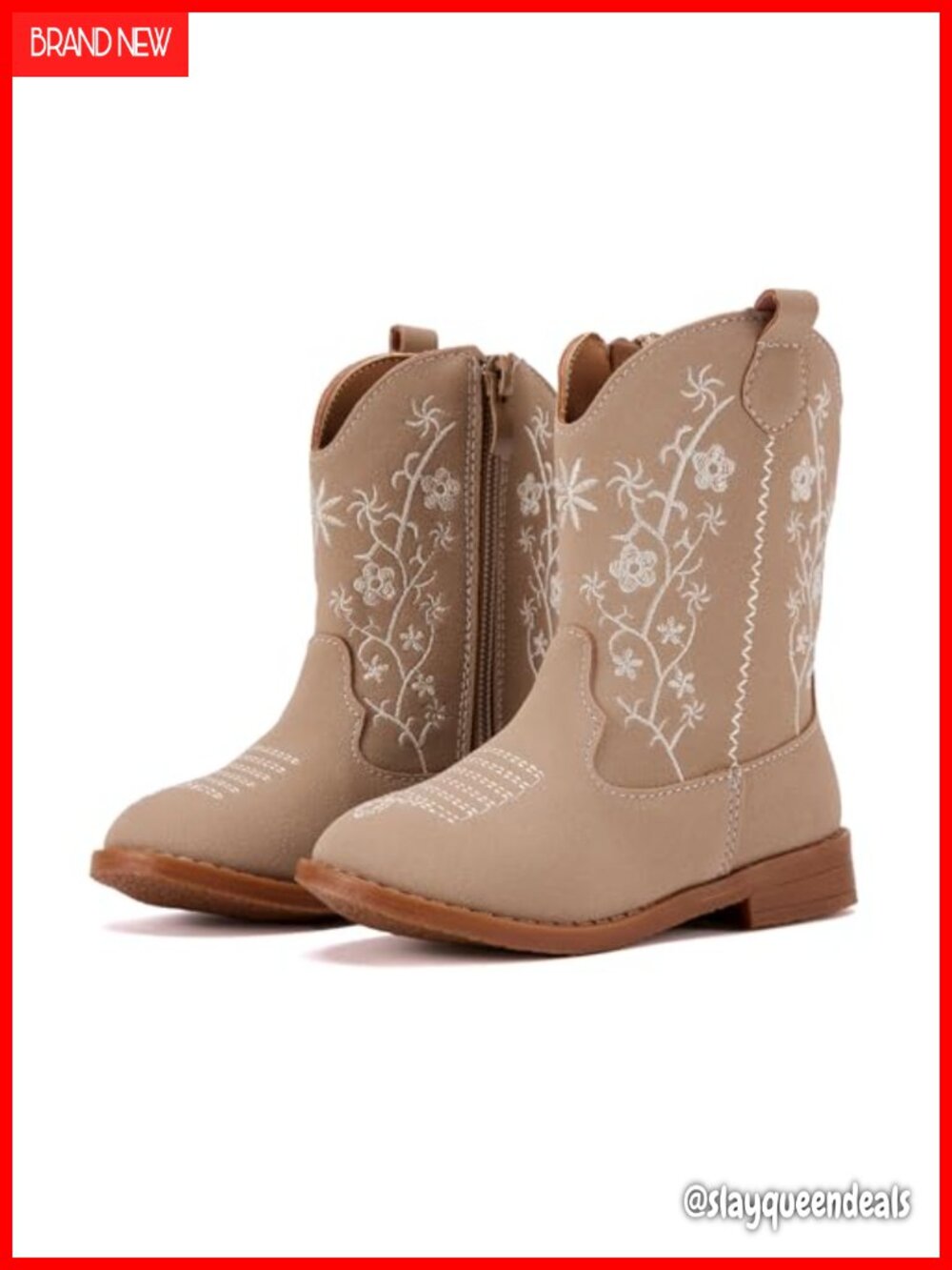 Toddler Girls Cowboy Boots Faux Leather Mid-Calf Western Boots